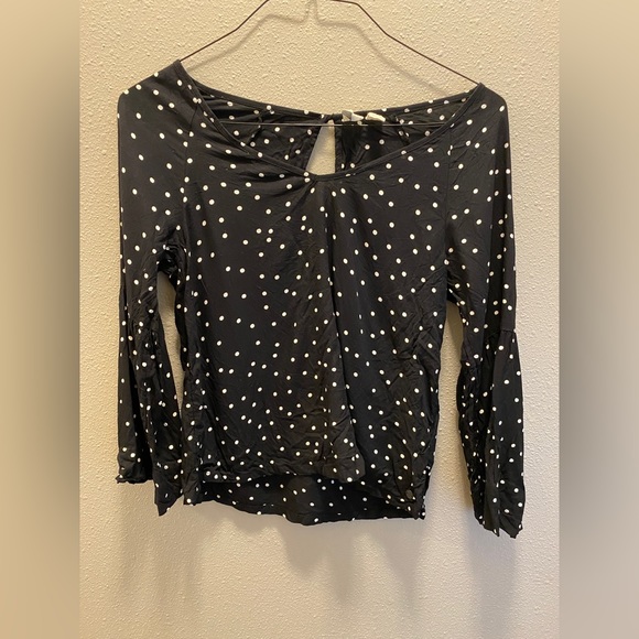 Women’s Roxy black polka dot bell sleeve shirt - Picture 1 of 5